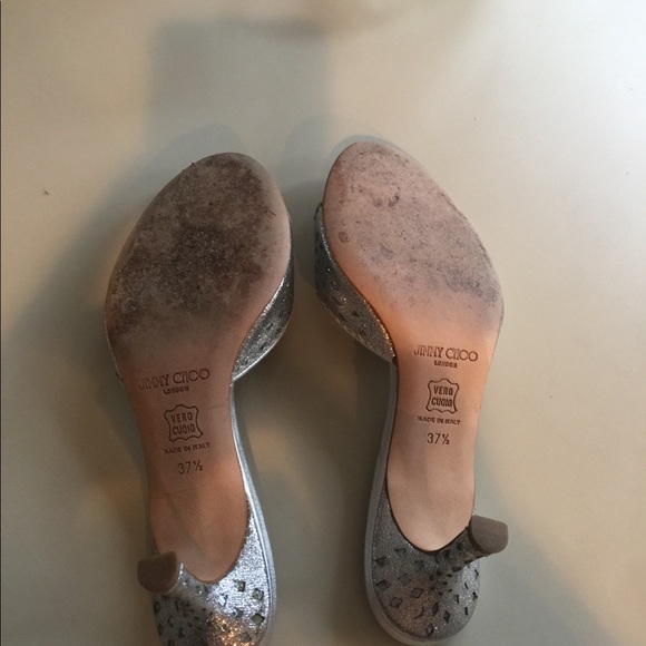 Jimmy Choo Silver Laser Cut Sparkle Slides - Picture 5 of 6